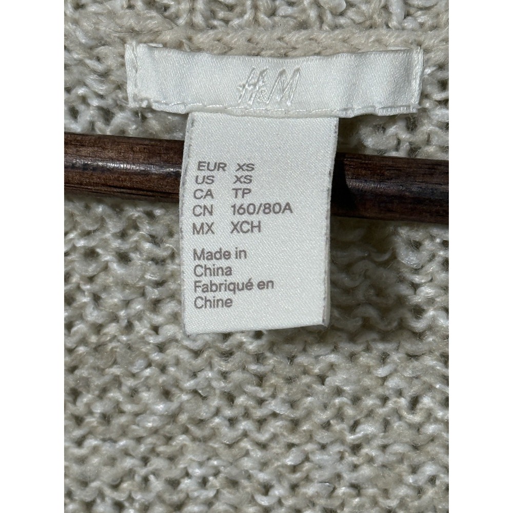 H&M XS Cream Oatmeal Fringe Sweater Vest Boho Festival Western Hippie Granola - Picture 4 of 6